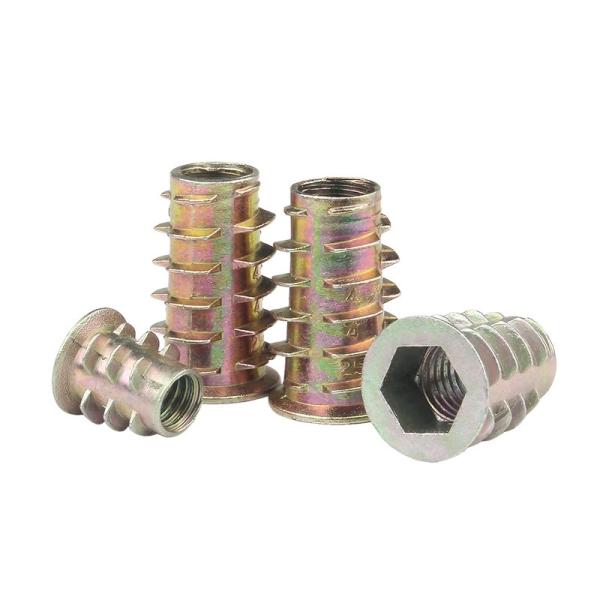 Zinc Alloy Threaded Furniture Wood Insert Nuts Countersunk Head
