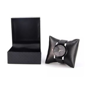 PU leather Custom Watch Box Packaging black Stripe Elegant