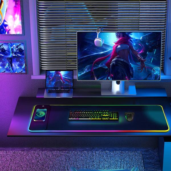 Electric Charger Multifunction Desktop Gaming Computer Custom Logo Waterproof Wireless Charging Mouse Pad 12V/1.25A