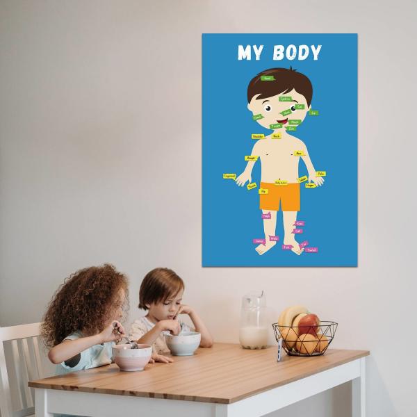 Removable Body Learning Custom Dry Erase Poster Board 48x36" With Magic Stickers