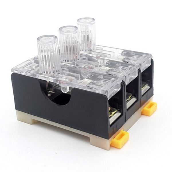 FS-103 3P Fuse Holder for 6x30 fuses Din Rail Mount Fuse Box 10A 250V LED Indicator 6x32 Fuse Block