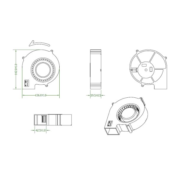 145*40mm centrifugal blower fan