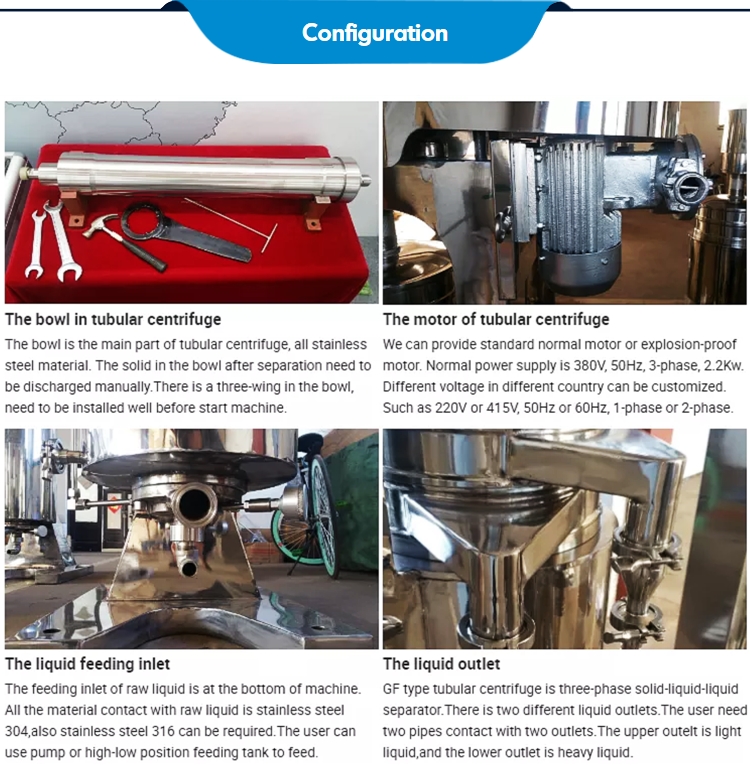 VCO centrifugal Machine E. coli tubular bowl centrifuge separator