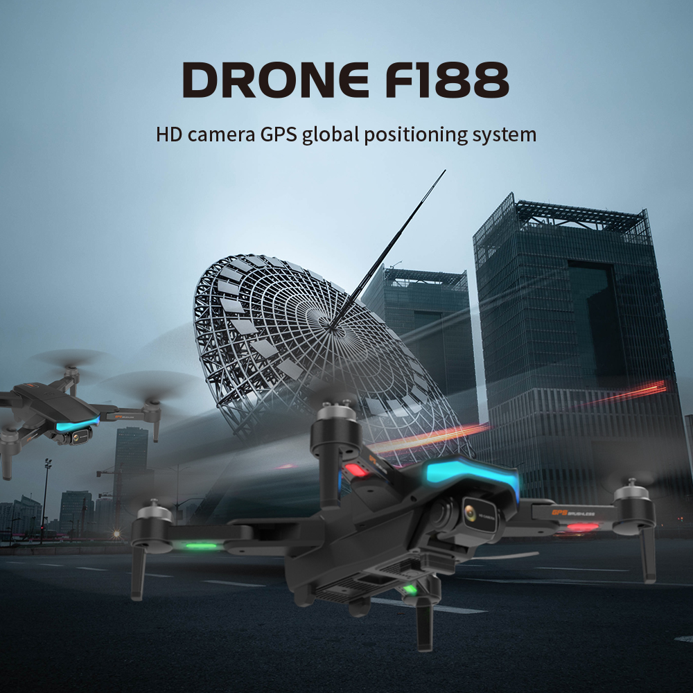 Foldable F188 Drone 5G Wifi GPS Brushless Motor Drone with 6K HD Camera Long Range Remote Control for Aerial Photography