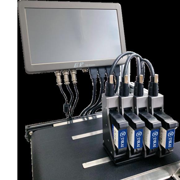 Quality 4 Heads Inkjet Date Coder Machine 600 DPI High Resolution Industrial Inkjet Printer for sale