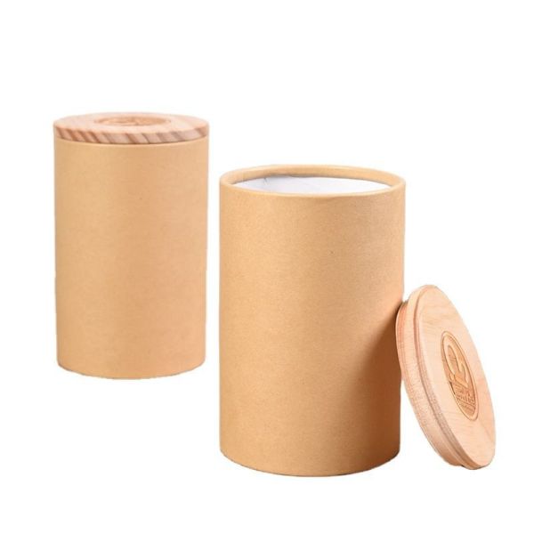 Recyclable Handmade Cylindrical Shape Food Grade Kraft Paper Round Tube Box for Tea/ Coffee/ Flower Gift Packaging