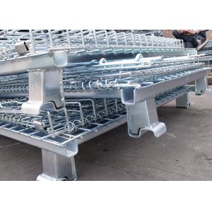 Moveable Foldable Wire Container , Steel Wire Cage With Galvanized Surface