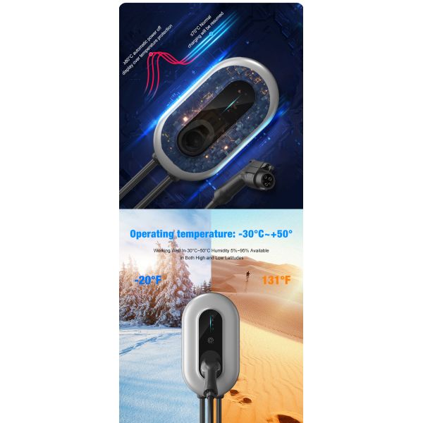 7kw 11kw 22kw 3 Phase LCD Screen Type 2 EV Charger Over Temp Protection