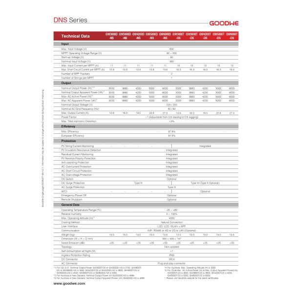 GW4200TDS 4.2kW On Grid Solar Inverter Goodwe On Grid Inverter single phase on grid solar inverter commercial use