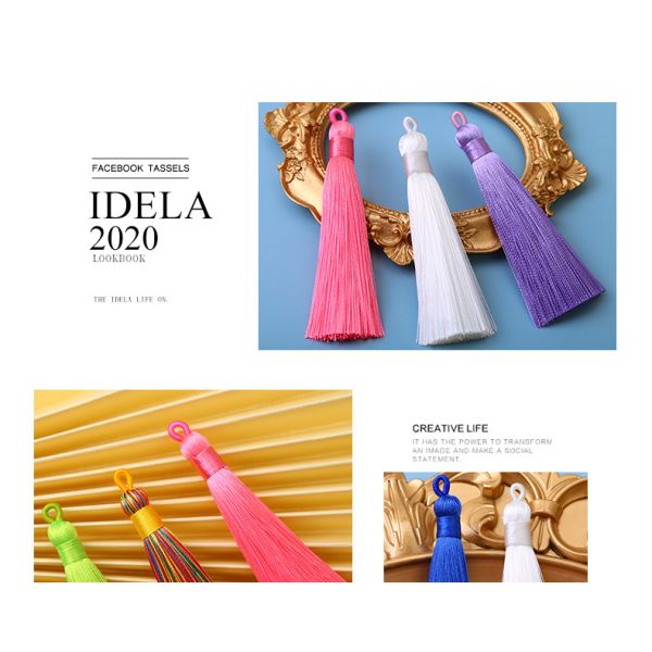 Antistatic Brush Dyed Color 8cm Silk Tassel Fringe Key Chain for Party Bag Decoration