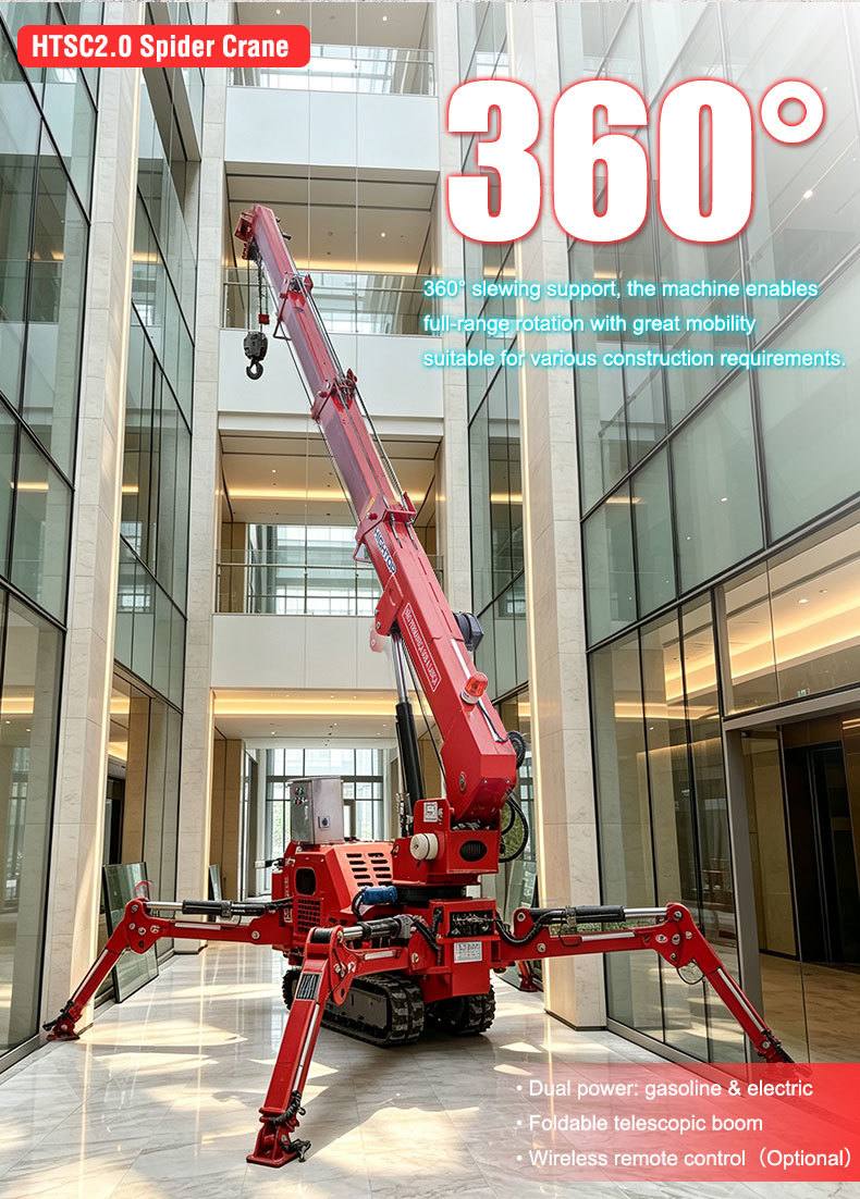 2 Tons Spider Crawler Crane With Rubber Tracked Chassis For Small Spaces