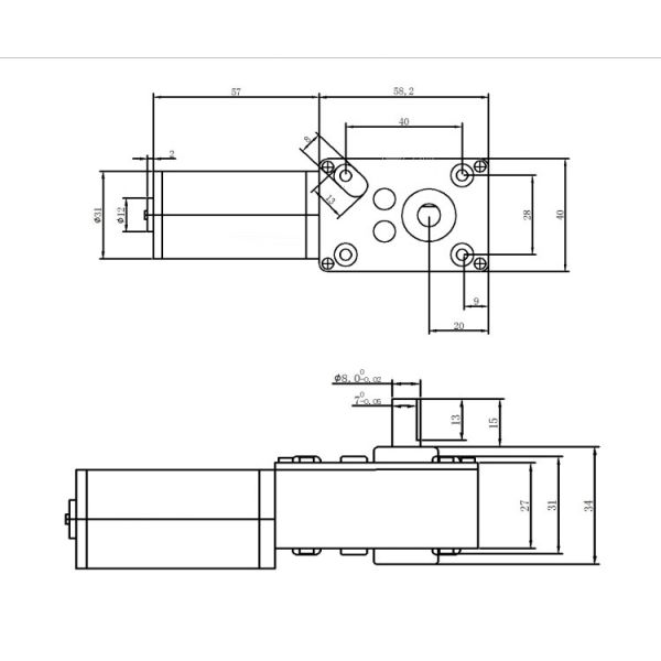 With 31ZY Self-Locking Reduction Motor A5840-31ZY 12/24V 10-470RPM High Torque Robot Worm Gear Reduction Motor