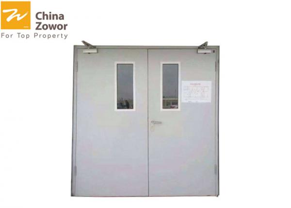 Quality Double Swing Powder Coating Steel Insulated Commercial Fire Rated Door With Vision Panel for sale