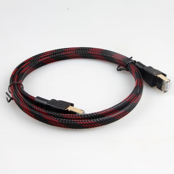 Computer Ethernet Cat7 Patch Cord Nylon Braided For PC Laptop Modem Router