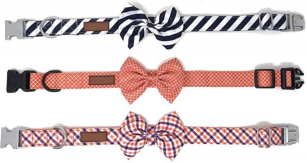 Quality Detachable Bowtie Soft Cotton Dog Collars Custom Fit With Quick Release Buckle for sale