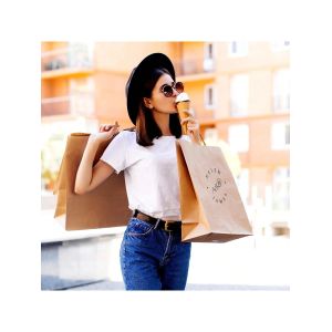 Eco Friendly Brown Paper Gift Bag With Self Adhesive Closure
