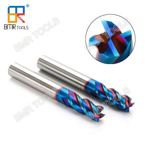 Buy cheap NaNo Blue Coating HRC63 4Flute 10 x 75 Square Solid Carbide End Mill Cutter for stainless steel milling product