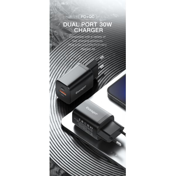 Essager 30W Fast Charger EU US UK Plug Fast Wall Charging For Cell Phone Pad Mobile Phone