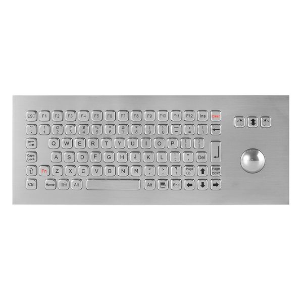 Vandal Resistant Rugged Industrial Keyboard With Trackball Top Panel