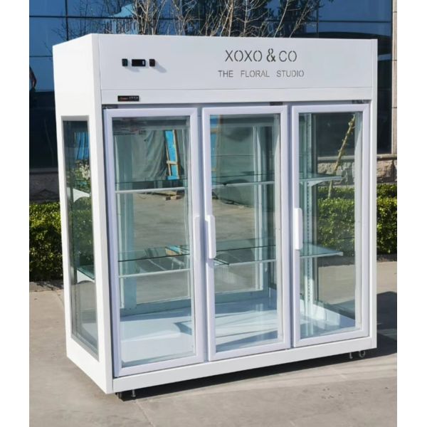 Four doors full transparent glass refrigerated fresh flower display cabinet