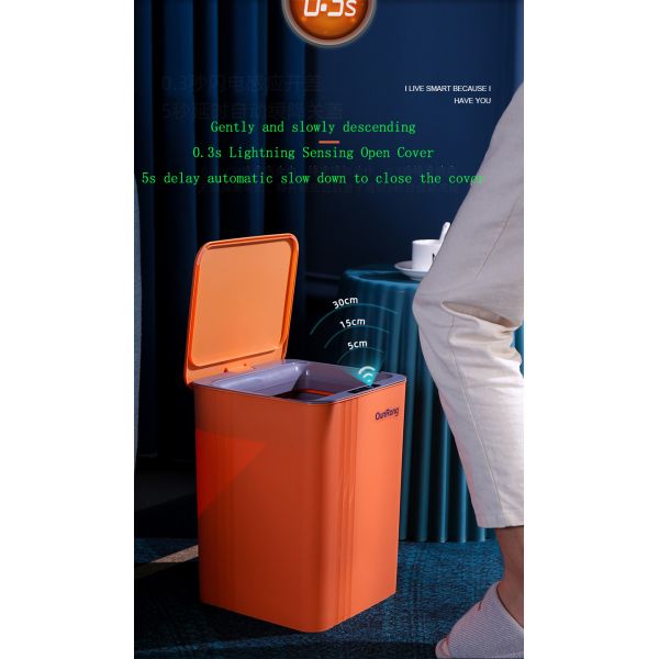 Large Color Automatic Induction Smart Plastic Trash Can for Household Kitchen with Lid