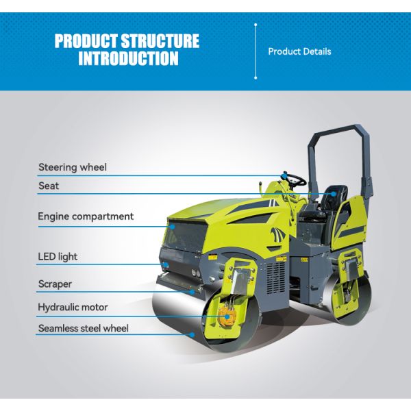 1 Ton 3 Ton 5 Ton diesel Road Roller Double Drum Roller Compactor Road Roller
