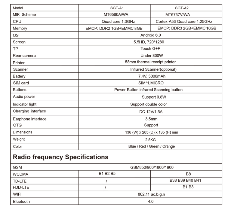 Handheld Android based Mobile Touch POS Terminal Machine