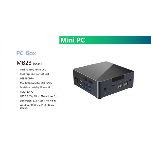Intel N3450 / J3455 CPU Mini Desktop PC Windows 10 Home Pro / Linux Ubuntu