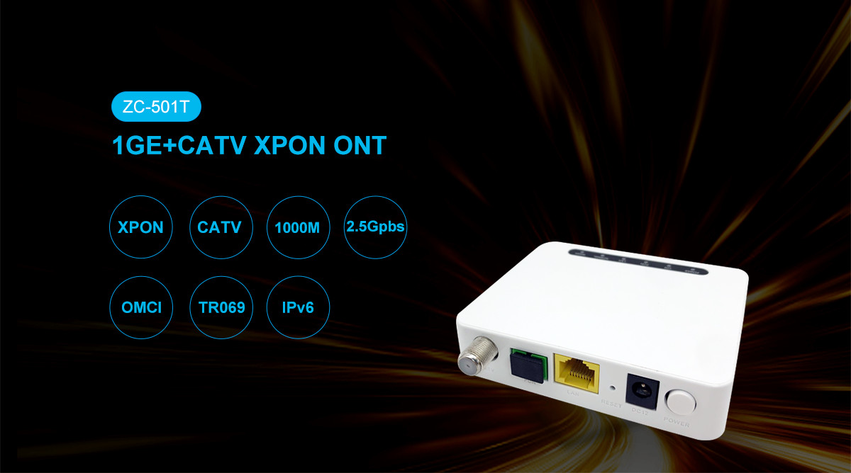 FTTH XPON GPON ONU Single Port 1GE CATV ZC-501T SC / APC Connector