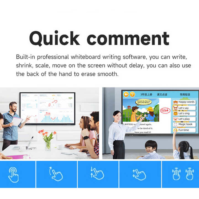 65 75 86 100 Inch Smart Interactive Whiteboard 4k All In One LCD Conference