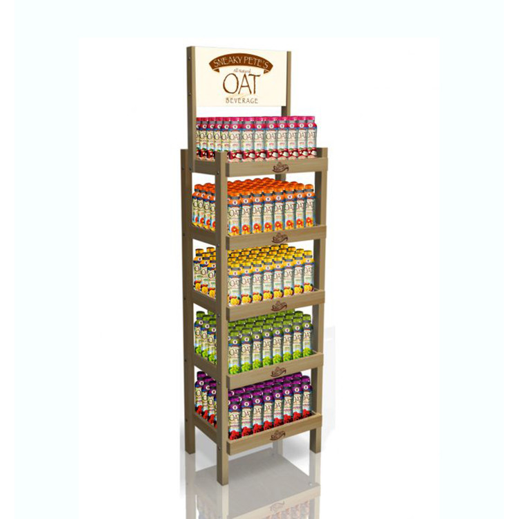 Buy cheap Juice Wine Display Stand Wooden Beer Display Rack 5 Layers product