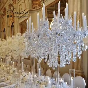 Buy cheap 18 Arms Pendant Full Crystal Glass Pendant Chandelier Transparent Foot Candle Holder product