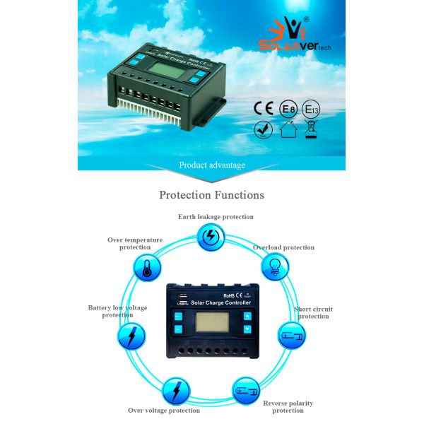 ROHS Anti Noise 12V PWM Solar Charge Controller 60A Ultralight