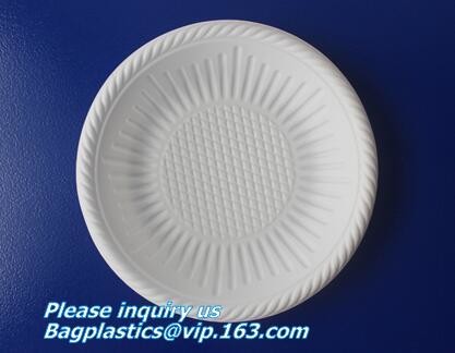 Eco friendly biodegradable sugarcane bagasse tableware sets disposable paper pulp plate 6 inch round disc bagease packag