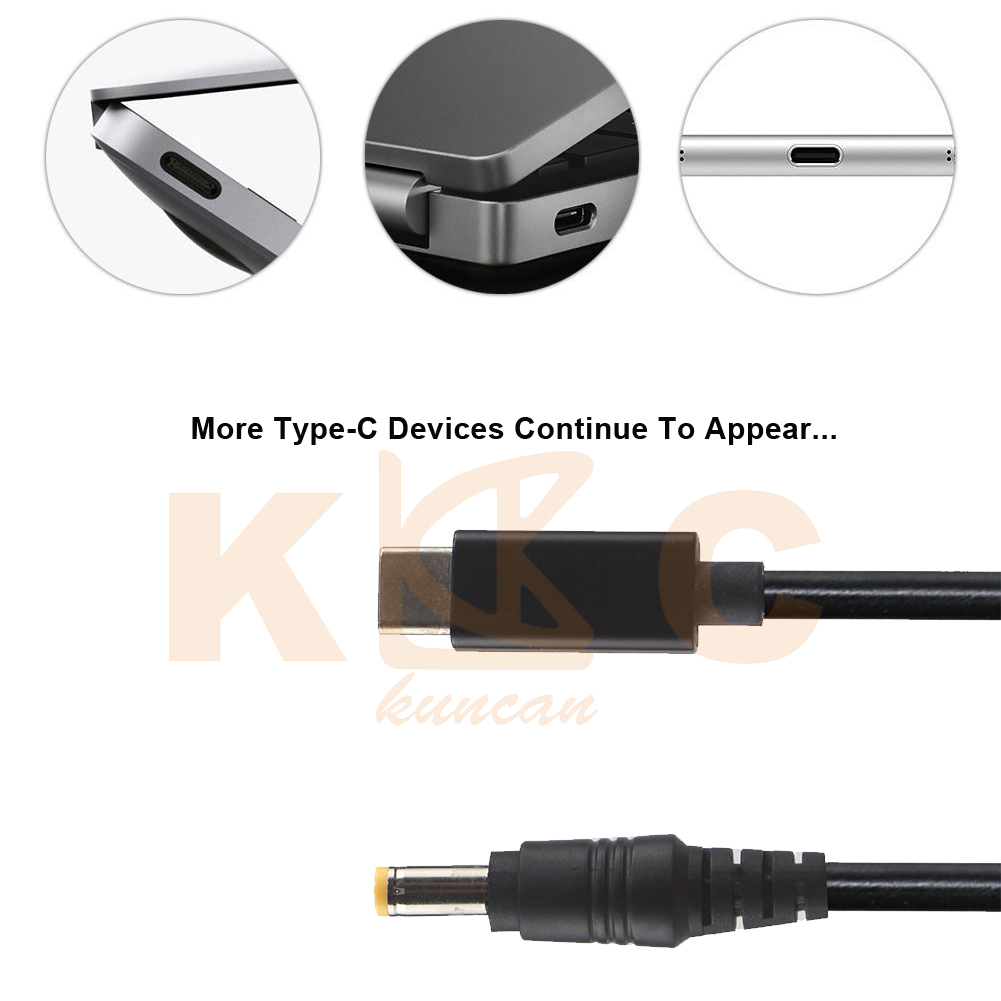 USB C to DC 5521 Cable 100W PD Charging for Laptops Monitors