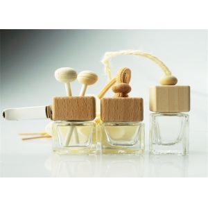 Empty Glass Perfume Bottles Cosmetic Packaging Applied With Wooden Cap