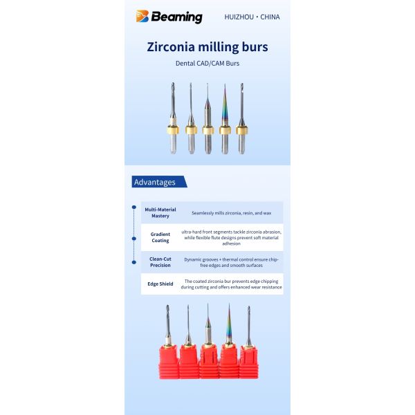 Dry Milling Dental Milling Burs DLC CAD CAM Axis Burs For Dentistry