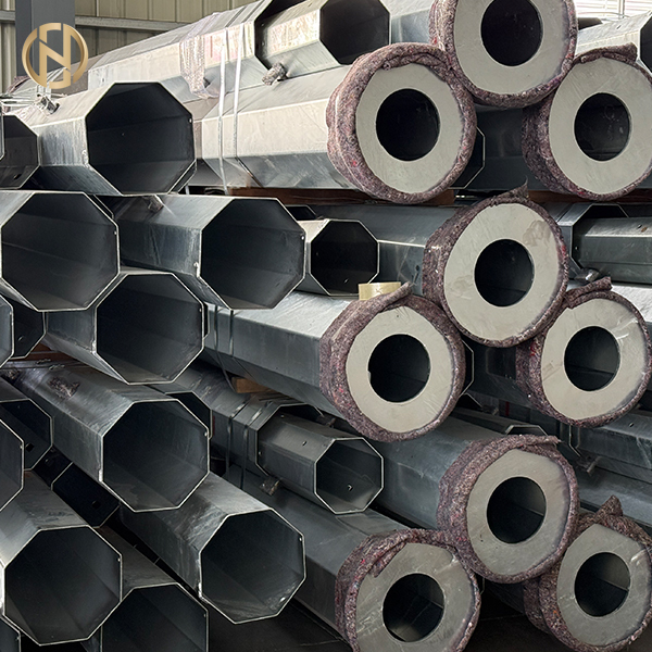 Hot-dip Galvanized Octagonal Steel Power Pole with Circular Anti-sinking Bottom Plate