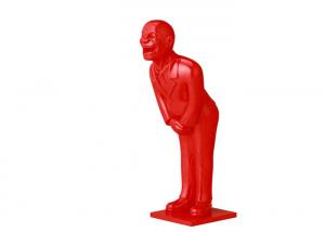 Buy cheap Life Size Welcome Painted Metal Sculpture Red Bowing Man Fiberglass Sculpture product