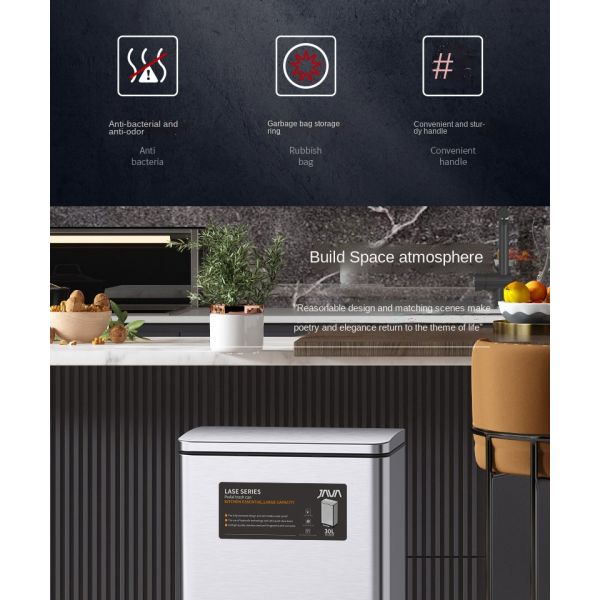 20 Liters 30 Liters 45 Liters Custom Kitchen Large Household Deodorant Commercial Stainless Steel Trash Can with Lid