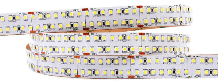Cuttable Single Color LED Strip Light Tape Outdoor Double Row 24V Warm White Cool White