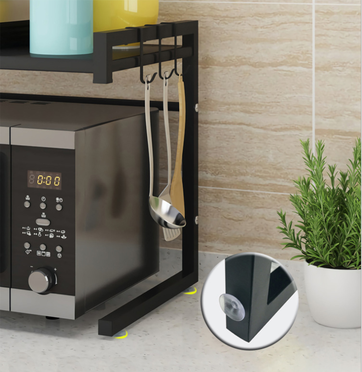 Double Layer 50KG Loading Steel Kitchen Basket Rack For Microwave
