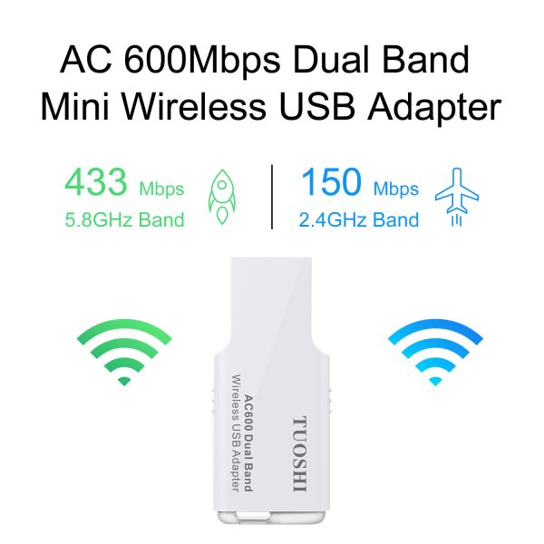 600Mbps USB Outdoor WiFi Antenna PC Desktop Computer Ethernet Wifi Dongle