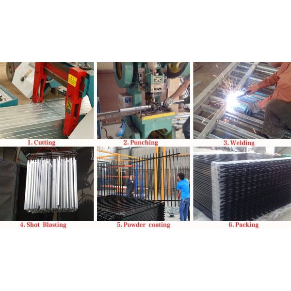 Powder coated tubular steel fence