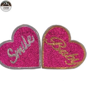 Eco Friendly Custom Made Embroidered Patches Non Woven / Glitter Material