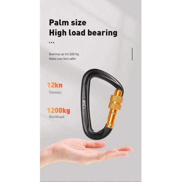 OEM Acceptable Aluminum Screw Lock Carabiner Clip for Climbing Customized Finish