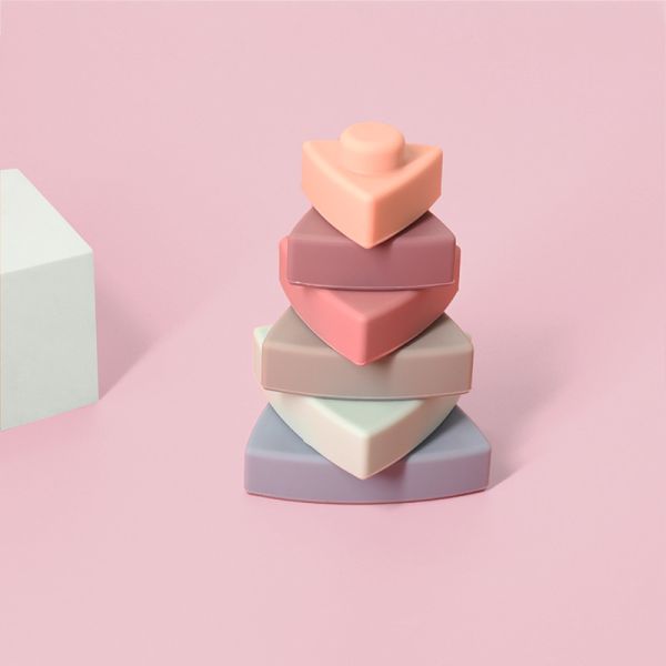 Quality Teething Triangle Silicone Baby Stacking Toys 100% Food Grade for sale