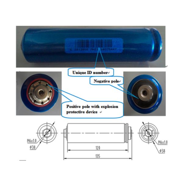 Cylindrical Lithium Battery 38120S 3.2V 10Ah LiFePO4 Battery