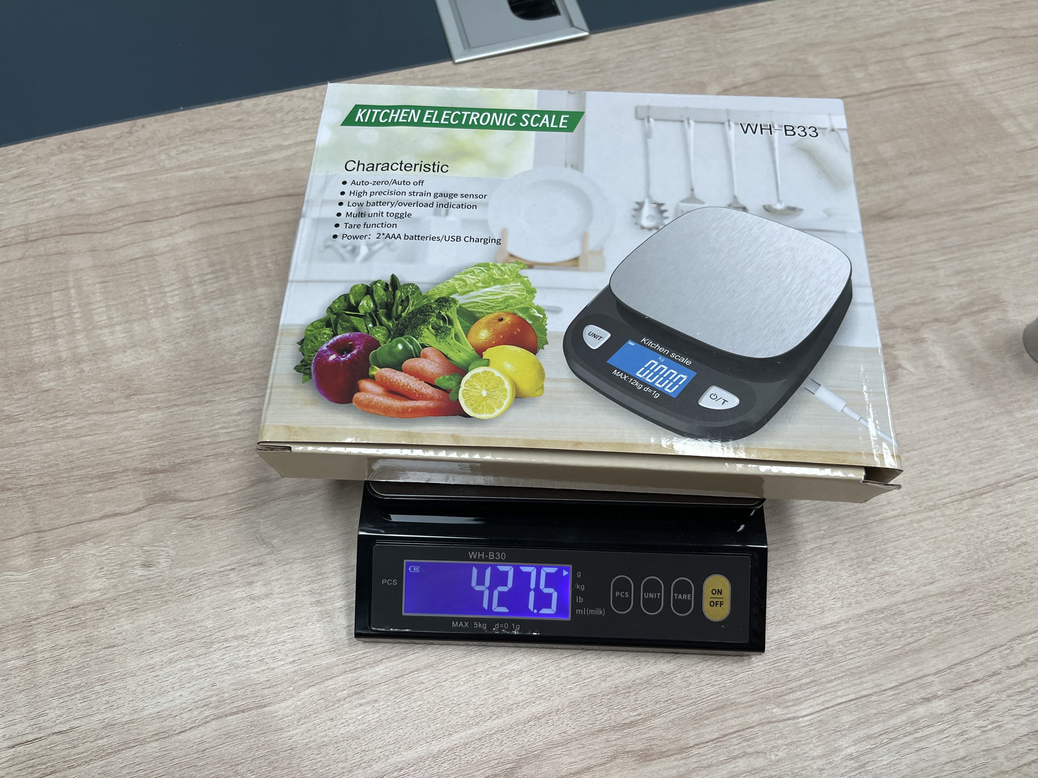 12KG/1G Capacity LCD/LED Display ABS OEM Supported-Model WH-B33 Weiheng Portable Electronic Kitchen Scale 0.1g Accurate