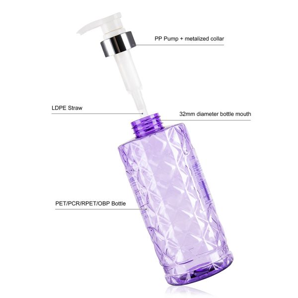 Custom Mold Plastic Large Shampoo Bottles 500ML Engraving Logo